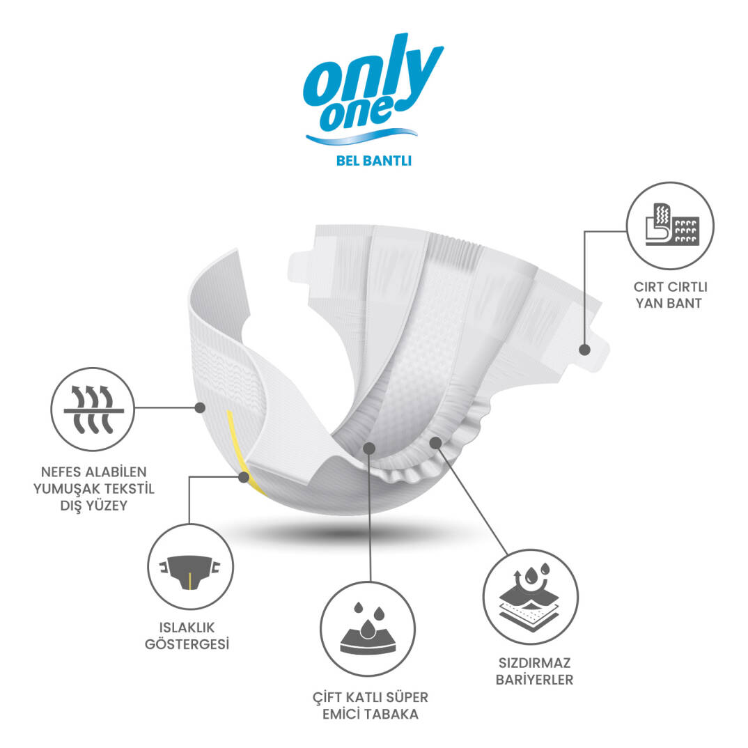 Onlyone Belbantlı Hasta Bezi XL-Extra Large Beden 120 Adet - 2