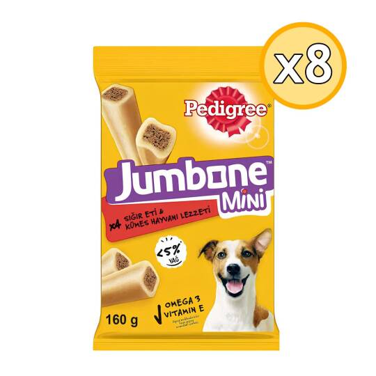 Pedigree Jumbone Mini Sığır Etli Yetişkin Ödül Köpek Maması 160 Gr 8 Adet