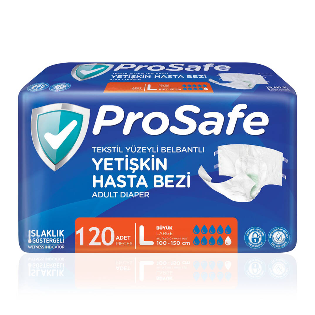 Prosafe Bel Bantlı Hasta Bezi L-Large Beden 120 Adet - 1