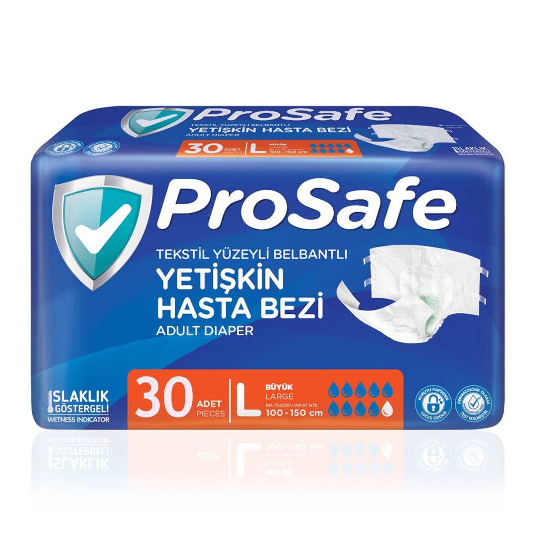 Prosafe Bel Bantlı Hasta Bezi L-Large Beden 30 Adet - 1