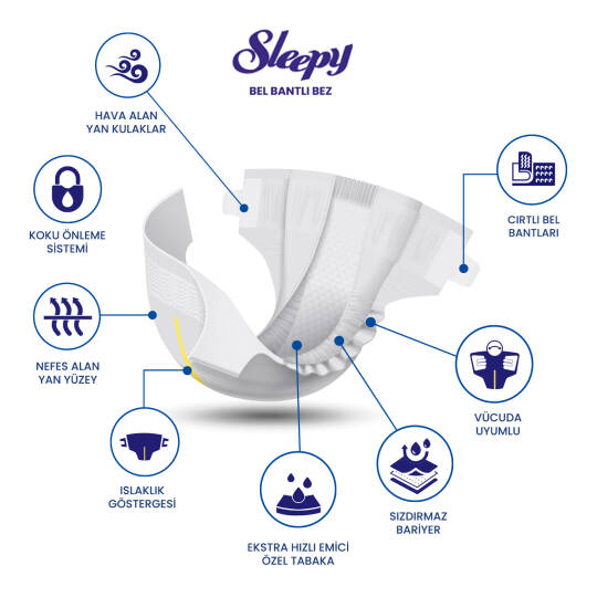 Sleepy Belbantlı Hasta Bezi M-Medium Beden 30 Adet - 2