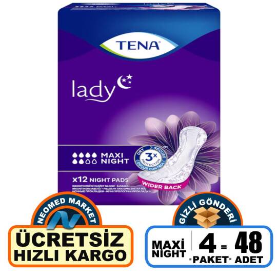 Tena Lady Maxi Night Kadın Mesane Pedi 48 Adet
