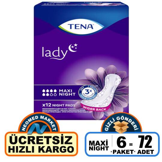 Tena Lady Maxi Night Kadın Mesane Pedi 72 Adet