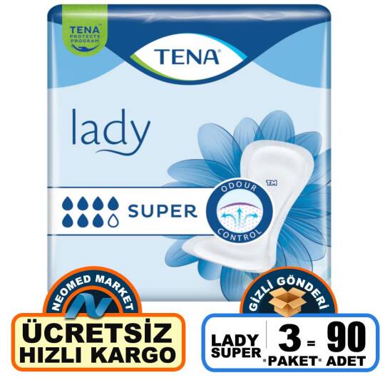 Tena Lady Süper Kadın Mesane Pedi 90 Adet