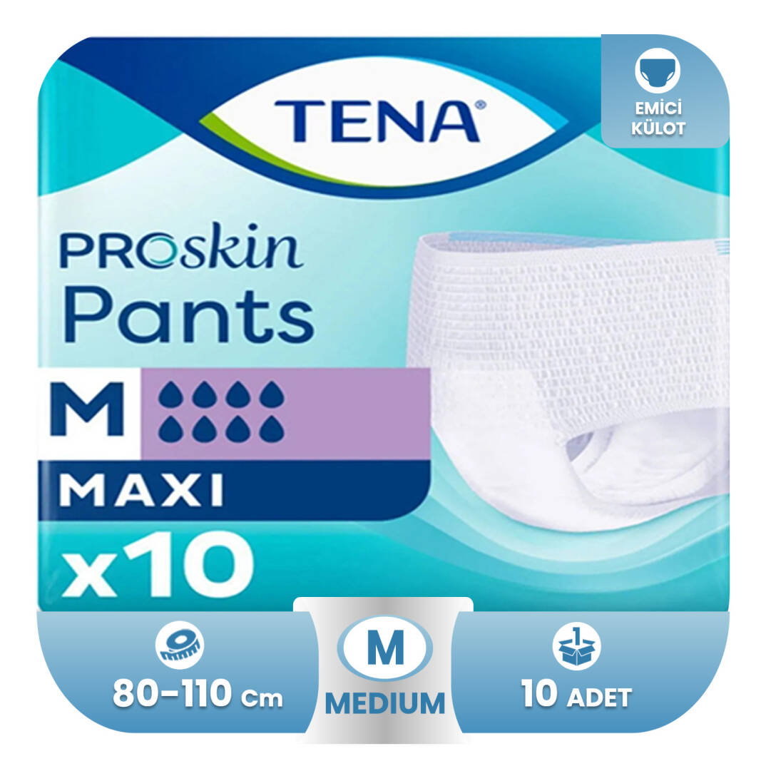 Tena Proskin Pants Maxi 8 Damla Orta Boy (M) Emici Külot 10lu - 1