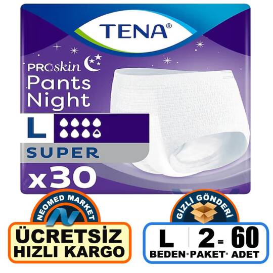 Tena Proskin Pants Night Gece İçin Emici Külot L-Large Beden 60 Adet