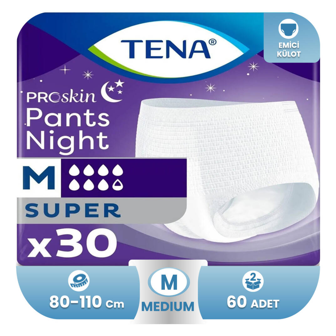 Tena Proskin Pants Night Gece İçin Emici Külot M-Medium Beden 60 Adet - 1