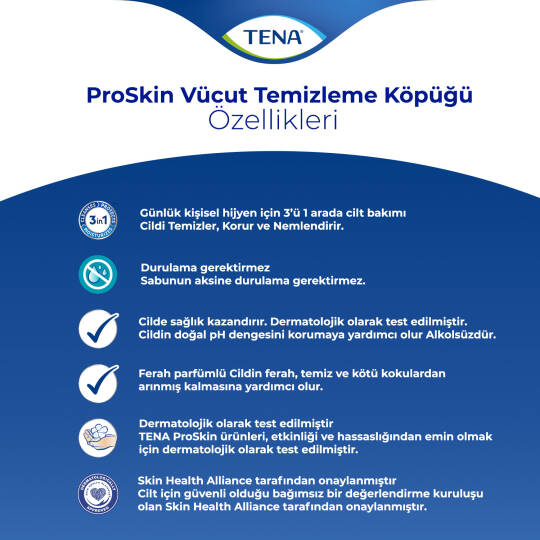 Tena ProSkin Vücut Temizleme Köpüğü 400ml - 2 Adet - 3