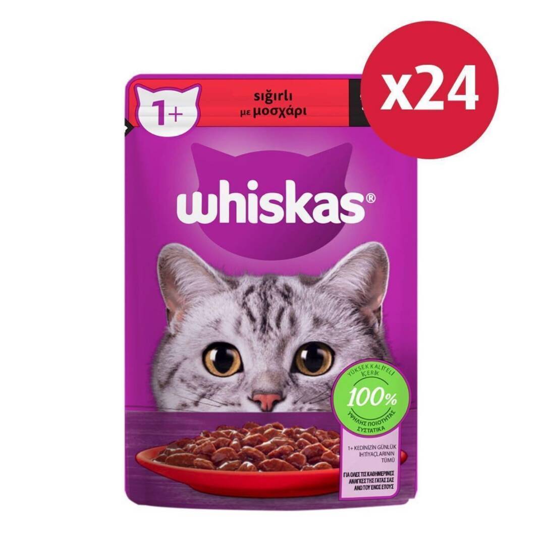 Whiskas Sığırlı Poşet Yaş Kedi Maması 85 gr 24 Adet - 1