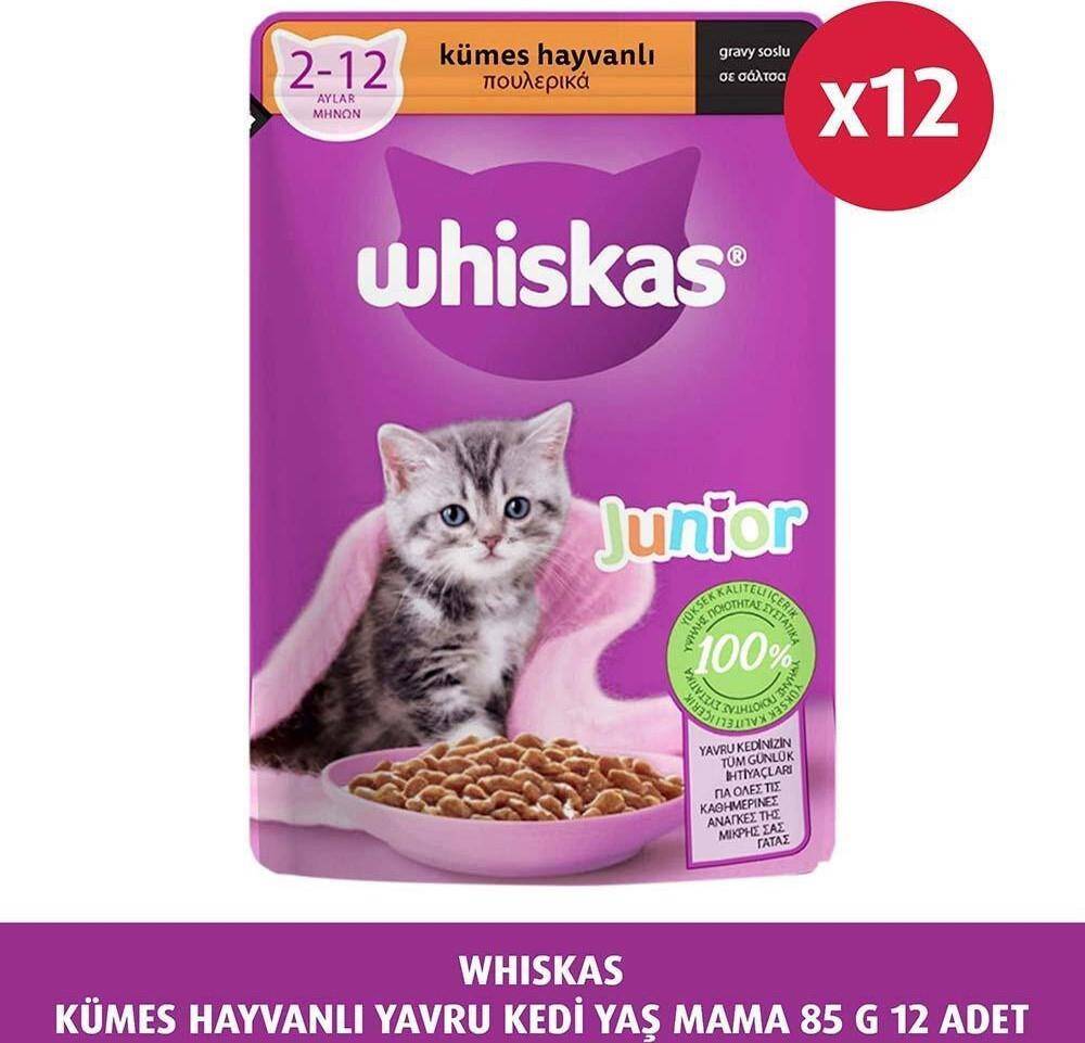 Whiskas Yavru Kümes Hayvanlı Poşet Yaş Kedi Maması 85 gr - 12 Adet - 1