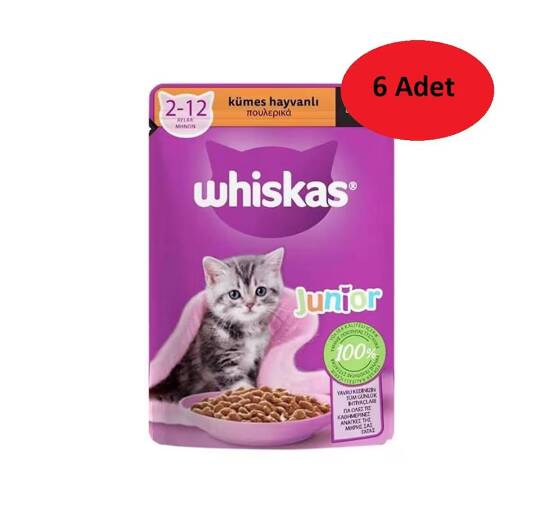 Whiskas Yavru Kümes Hayvanlı Poşet Yaş Kedi Maması 85 gr - 6 Adet