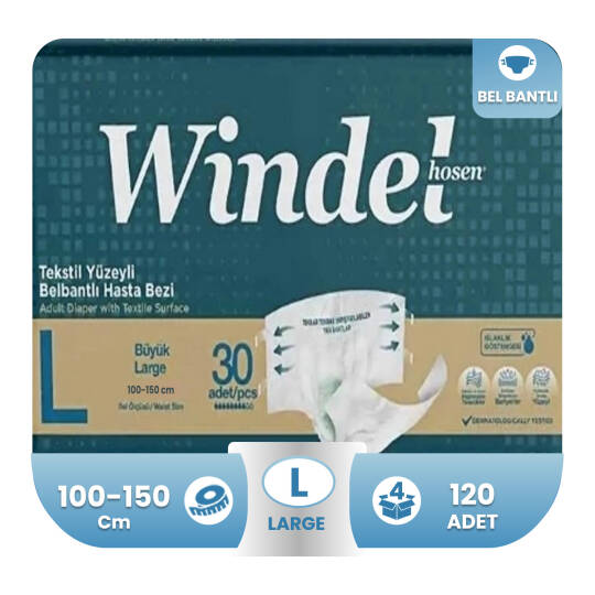 Windelhosen Belbantlı Hasta Bezi L-Large Beden 120 Adet