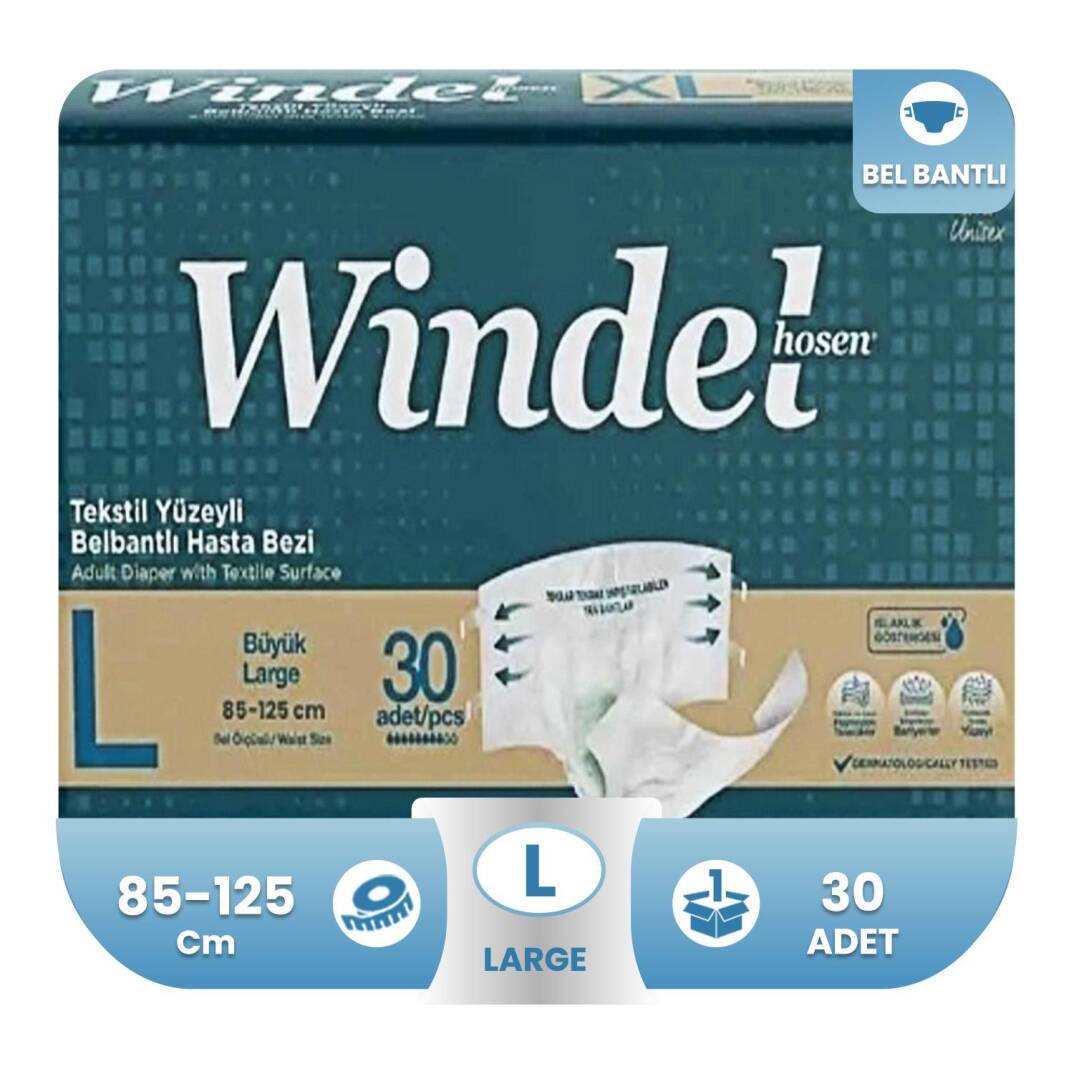 Windelhosen Belbantlı Hasta Bezi L-Large Beden 30 Adet - 1