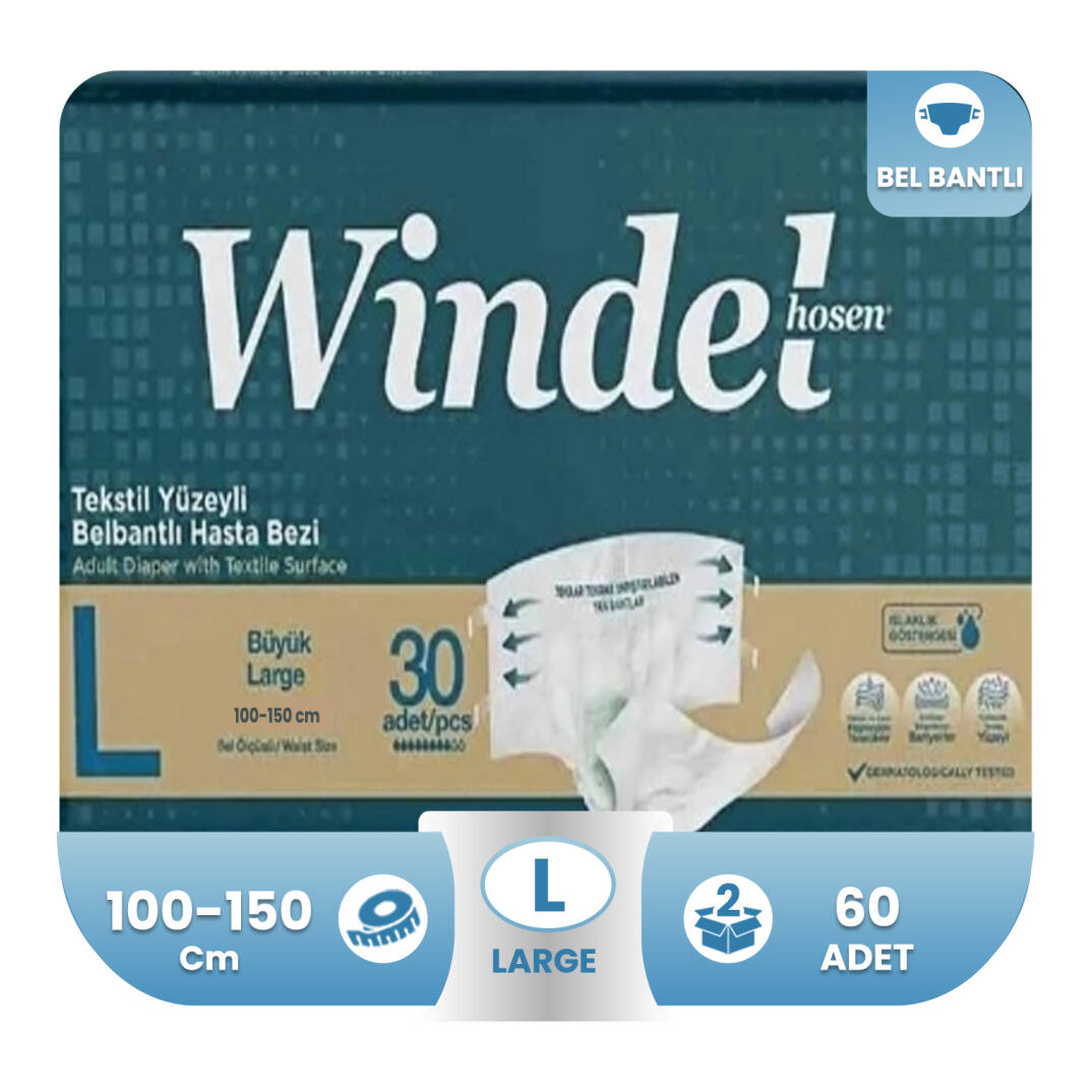 Windelhosen Belbantlı Hasta Bezi L-Large Beden 60 Adet - 1