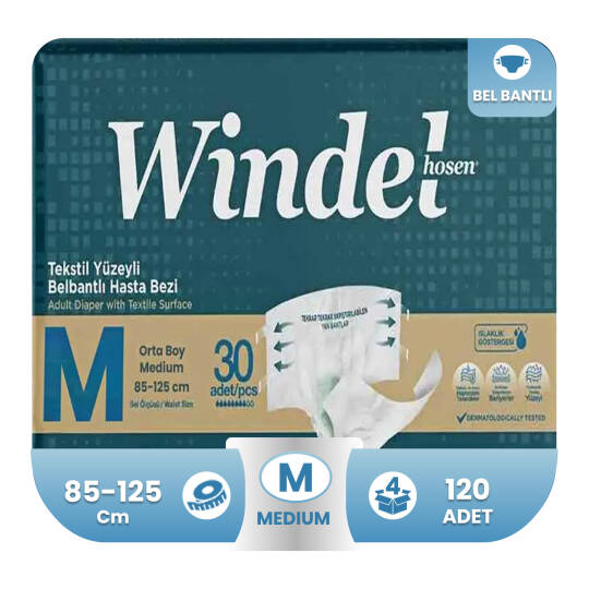 Windelhosen Belbantlı Hasta Bezi M-Medium Beden 120 Adet