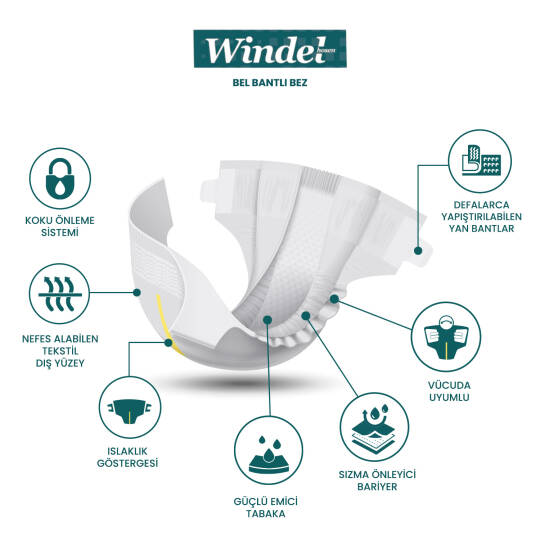 Windelhosen Belbantlı Hasta Bezi XL-Extra Large Beden 60 Adet - 2